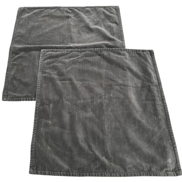 Pottery Barn Gray Velvet Pillow Covers Set of 2 20x20 Modern Minimalist Decor - Picture 1 of 5